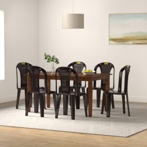 Highway Plastic Chair for Dining Room, Bedroom, Kitchen, Living Room (Brown Color Pack of 1)