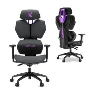 Kreo Actus V2 Mesh Gaming Chair with 3-Point Locking Backrest, Adjustable Headrest & Lumbar Support, 60mm Silent PU Casters, Metal Base, and 80mm Class 4 Gas Lift Chair for Gaming