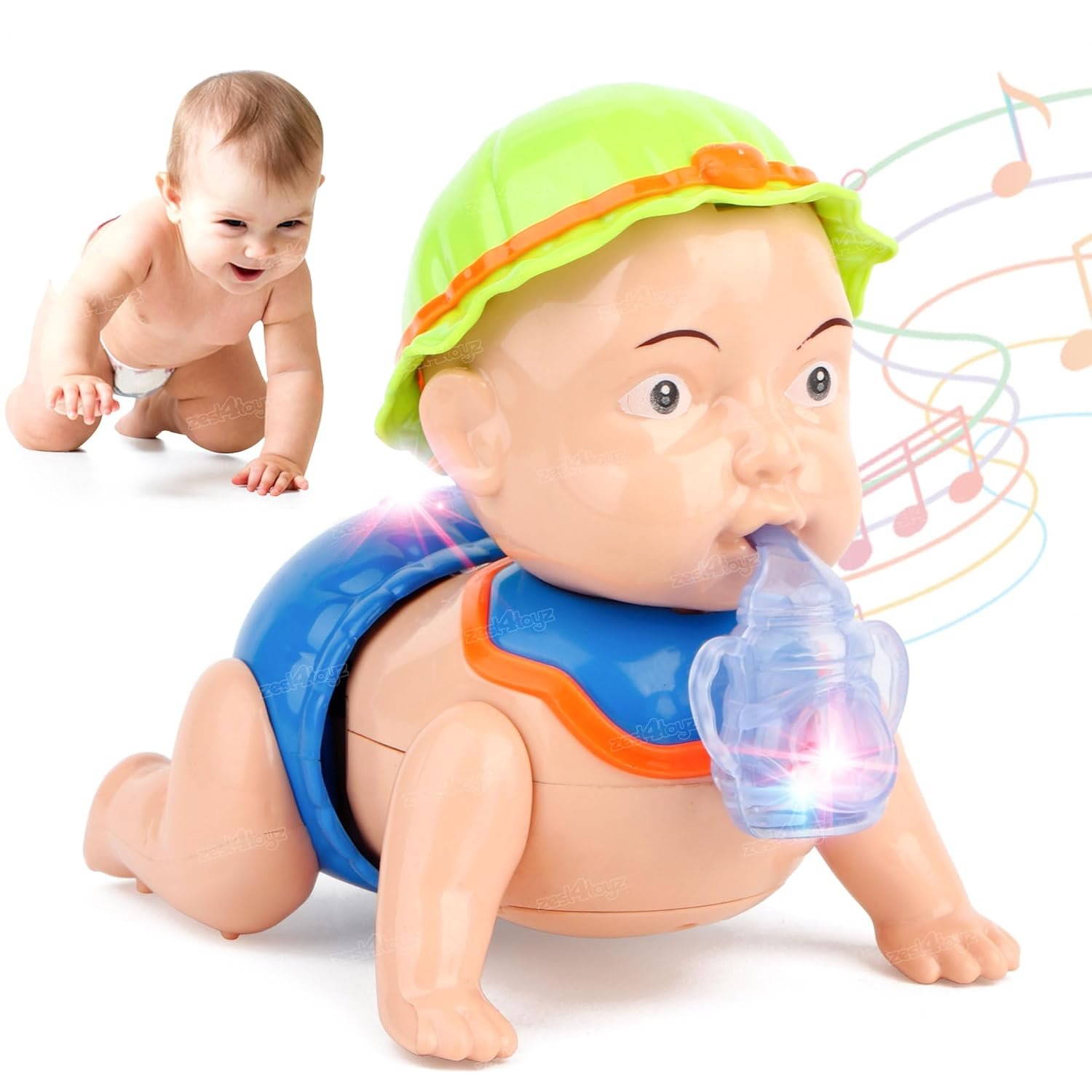 Zest 4 Toyz Musical Baby Crawling Toy for Kids with LED Lights and Sound Interactive Learning Toys for Babies Toddlers & Infants - Multicolor (Pack of 1)