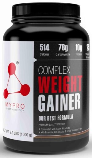 Mypro Sport Nutrition Complex Weight Gainer High Protein Supplement Powder(10g Protein,514g Calories,78g Carbs,25g Vitamins,Serving-33 Scoops) For Men & Women-Chocolate Flavour-1 Kg