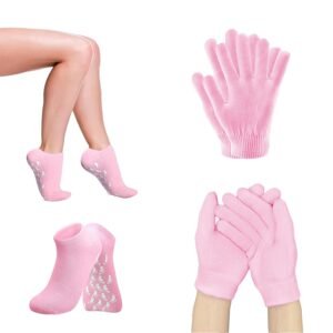 HEEKRI Silicone Socks and Gloves Set for Dry Cracked Feet and Hands, 2 Pairs, Pink