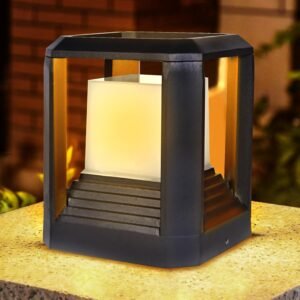 GIGAWATTS G018 ‎‎Classic 9W LED Gate Light Waterproof Cube Pillar Lamp Outdoor Decor Garden Lighting Pole Mount Exterior Fixture for Home Entrance Patio Compound Boundary (Warm White, Pack of 1)