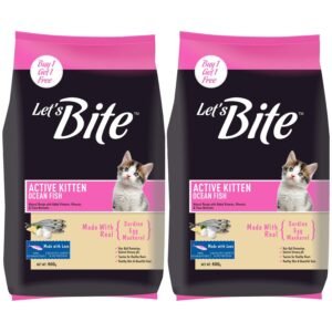 Let’s Bite Active Kitten Dry Cat Food, 400 gm (Buy 1 Get 1 Free), Total 800 g Pack