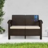 Nilkamal Goa 2 Seater Balcony Sofa with Cushion|Indoor & Outdoor Furniture|Patio Chair Two Seater|Perfect for Gardens Poolside Cafes Restaurants and Terraces Weathered Brown