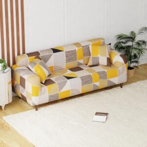 Lukzer 3 Seater Universal Sofa Cover with 2 Cushion Cover | 140 GSM Stretch Fit Polyester & Spandex Slipcover | Fully Covered Anti-Slip & Washable Couch Protector (New Multicolor/180-230cm/SC-043-03)