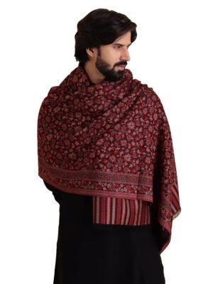 tweedle Ethnic Shawl/Stole for Men, Faux Pashmina, Kashmiri Kani Design Shawl for Winters, Large Size