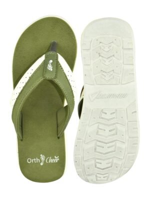 Ortho Cheer Men’s Orthopedic & Diabetic Friendly Slipper | Extra Soft | Non-Slip| Lightweight | Comfortable and Stylish Flip flop | Pain Relief | Regular Use Casual Chappal | Olive Green Colour |