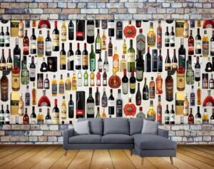Beibehang Exclusive BVZ1332 Wine Cellar Bottle Bar Table Tooling Wall HD 3D Wallpaper(426 cm x 304 cm)