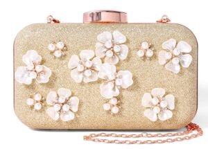 INOVERA (LABEL) Women’s Glitter Floral Rhinestone Beaded Evening Party Clutch Wedding Bag Wallet