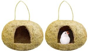 ZENRISE Handbag Shape Coir Bird Nest Hanging House for Balcony and Cage – 14 x 12 cm, Pack of 2