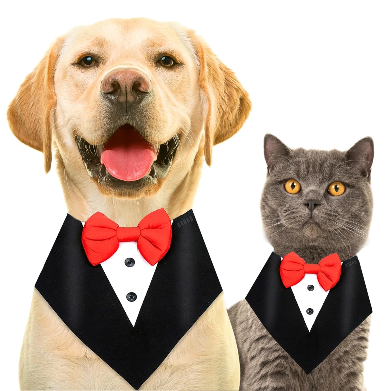 BURAQ Dog Tuxedo Bandana, Ideal for Dog Birthday Decorations, Adorable and Comfortable Pet Apparel (XL - Black)