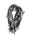 Shemagh Plaid Scarf for men with Fringe, Black and White Checkered, Cotton