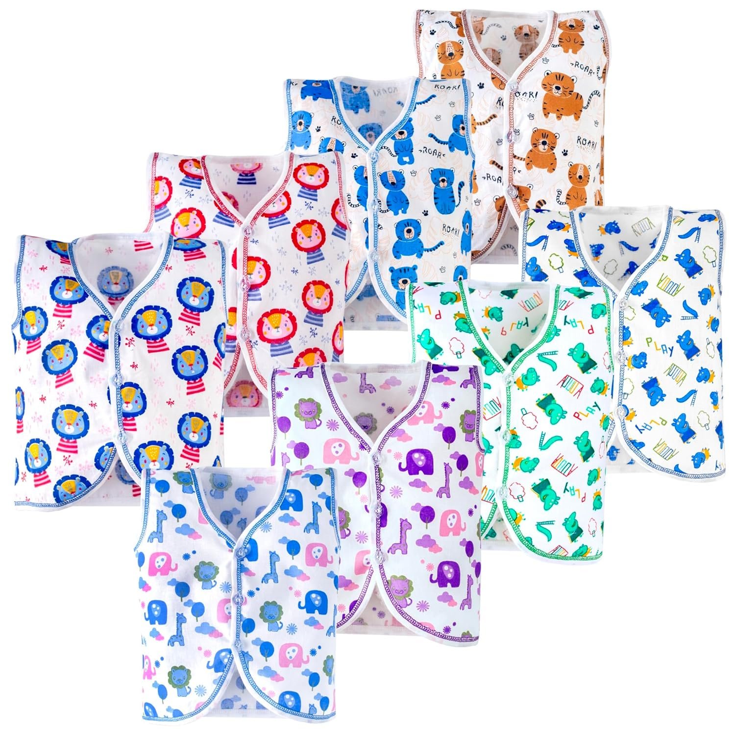 TS LAVI TAVI New Born Baby Clothes Set 0-3 Months - Newborn Baby Boys & Girls Clothes Sando Vest Front Open T-Shirt Casual Regular Fit and Sleepwear Multicolour Unisex