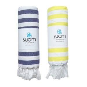 Suam Suntails Lightweight 100% Cotton Bath Towel | Beach, Pool, Travel, Spa & Yoga, Daily Use | Quick Absorption (Yellow – Lite Blue & Blue – Red, Suntails Towel, Cotton, Standard, 2, AF-BT)