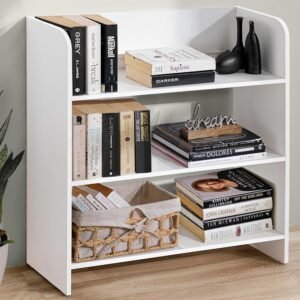 ABOUT SPACE Engineered Wood Bookcase with 3 Tier Books Storage Organizer for Kids Multipurpose Shelves for Home, Office, School, Study Room Open Display & Utility (White – L 62.5 x B 23.5 x H 80 cm)
