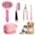 SUPER 1 Set (4pcs) Pet Grooming Kit, Dog Hair Remover Comb, Flea Comb, Shampoo Brush, Nail Clippers (PACK OF 4) MULTICOLOR