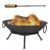 VISMAY’s Iron Fire Bowl with Smooth Edges Wooden Handle Fire Poker and Round Stand Garden BBQ Burning Bowl Outdoor Fire Pit Wood Burner Charcoal Bonfire Chimney for Camping Heating and Cooking