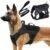 Kraftidy Dog Harness with Leash Small Medium & Large All Breeds for Dogs Harness Reflective Adjustable Belt Vest Harness (Tactical Harness with Leash) (Black) (Large Dogs)