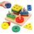 WISHKEY Wooden Geometric Shape Puzzle Activity for Kids 3+ Years – Shape Sorting, Stacking & Plugging Toy, Interactive Early Learning Montessori Toys, Multicolour (Pack of 1)