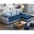 Casaliving Rolando Wood 4 Seater L Shape Sofa for Living Room with 2 Puffy – (Blue Grey) Right Side Sofa Set for Living Room