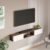 BLUEWUD Darien Engineering Wood Wall Mount TV Entertainment Unit Set Top Box Stand/TV Cabinet with Shelves for Books & Décor Display Unit Bed Living Room Upto 60 Inches (Brown Maple & White)