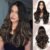 QUEENTAS 24 Inch Long Blonde Brown Hair Wig for Women Full Head Wavy Curly wigs with Highlights for Diwali