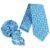 Peluche Sky Petals Blue Neck Tie & Pocket Square Set for Men (Broad)