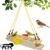 Boltz Wooden Bird Seed & Water Feeder Hanging for Balcony, Bird Feeder for Garden & Balconies, Food and Water Feeder, Wooden Tray (Multicolor, Feeder)