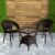 OUTLIVING Garden Patio Seating Chair and Table Set Outdoor Balcony Garden Coffee Table Set Furniture with 1 Square Table and 2 Chairs Set (Dark Brown)