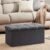 SKYFUN (LABEL) Folding Storage Ottoman, Long Sofa, Fabric Linen Footrest Stool for Makeup Cosmetic Laundry, Toys Storage Organizer Bin Bench Box with Lidded Cover (X-Large, Grey)